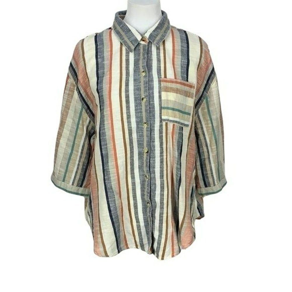 Unique‎ Spectrum Striped Button Down Size XL Shirt